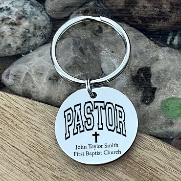 Personalized Pastor Cross Custom Keychain